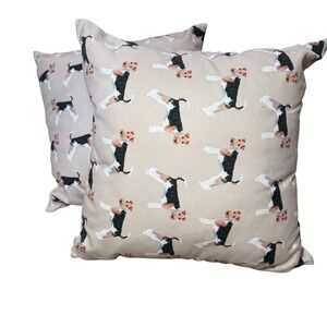 Set of 2 Society6 Dog Print Throw Pillow Set Beige Decorative Accent Cushions